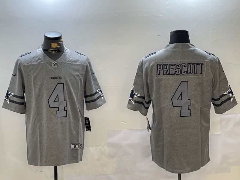 Men Dallas Cowboys #4 Prescott Grey Throwback 2024 Nike Limited NFL Jersey style 1->dallas cowboys->NFL Jersey